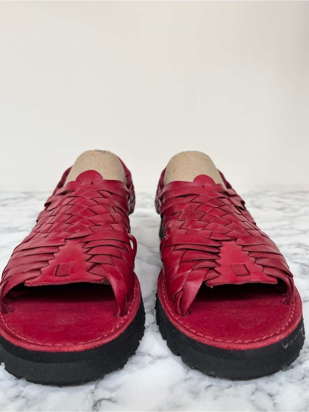 Brand X red leather huaraches sandals made in Mexico open toe woman’s size 8 - Picture 5 of 11